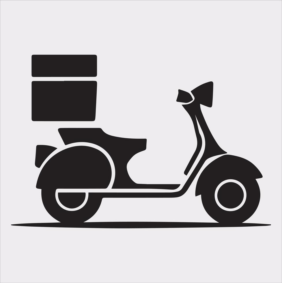 Scooter motor Courier line Art silhouette on white background vector