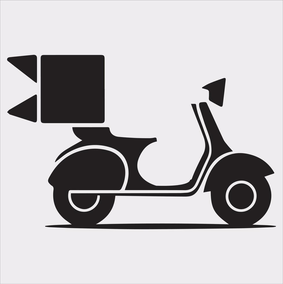 Scooter motor Courier line Art silhouette on white background vector