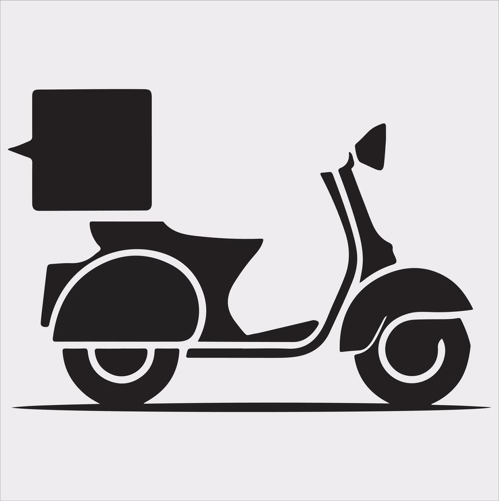 Scooter motor Courier line Art silhouette on white background vector