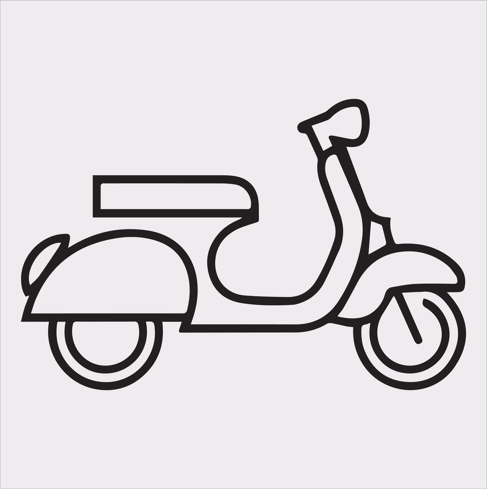 Scooter motor Courier line Art silhouette on white background vector