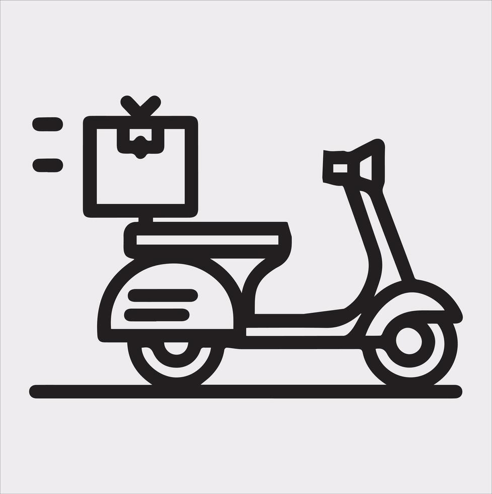Scooter motor Courier line Art silhouette on white background vector