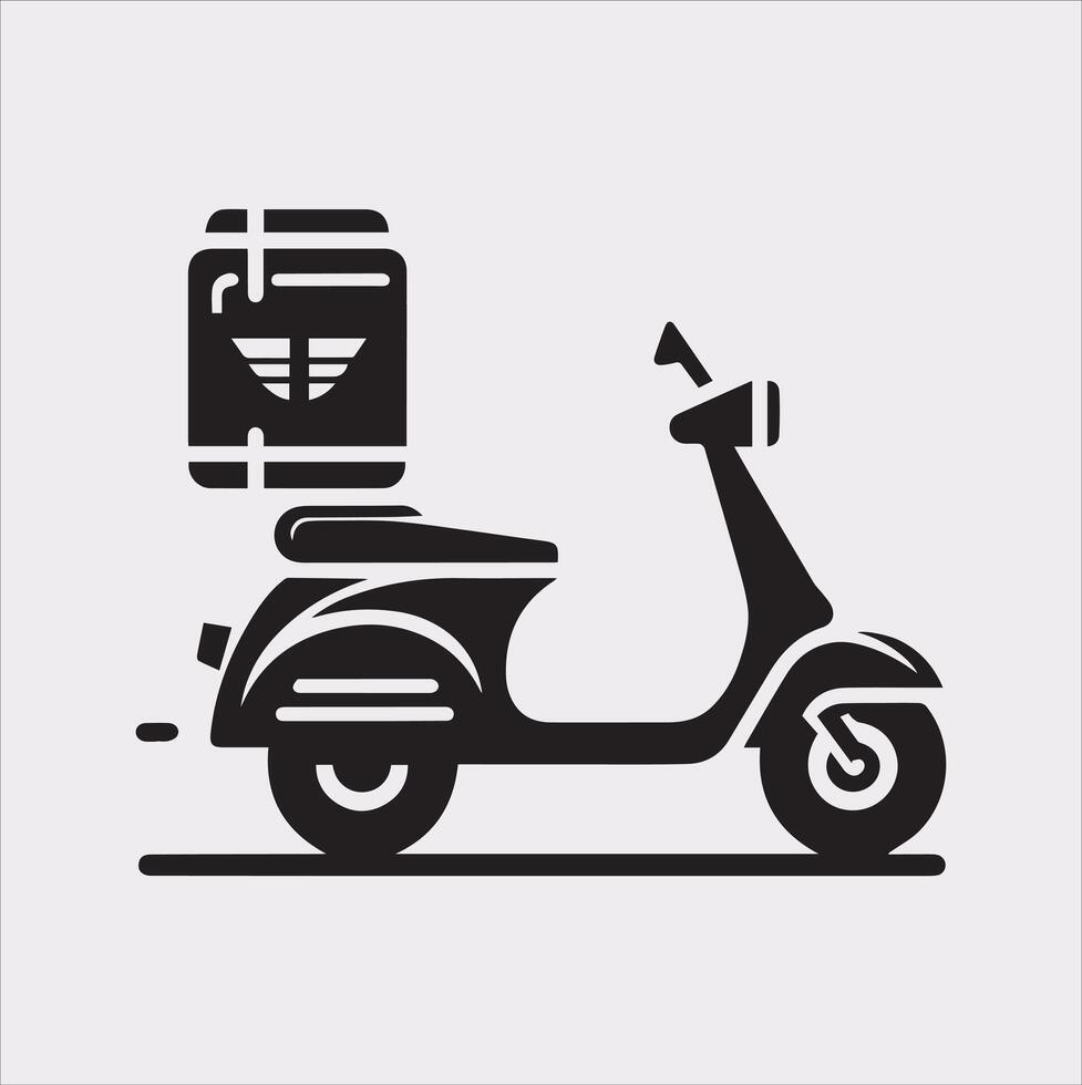 Scooter motor Courier line Art silhouette on white background vector