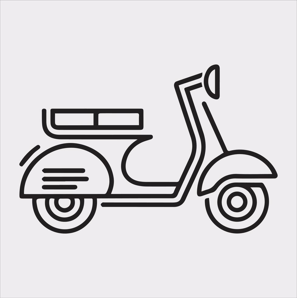 Scooter motor Courier line Art silhouette on white background vector