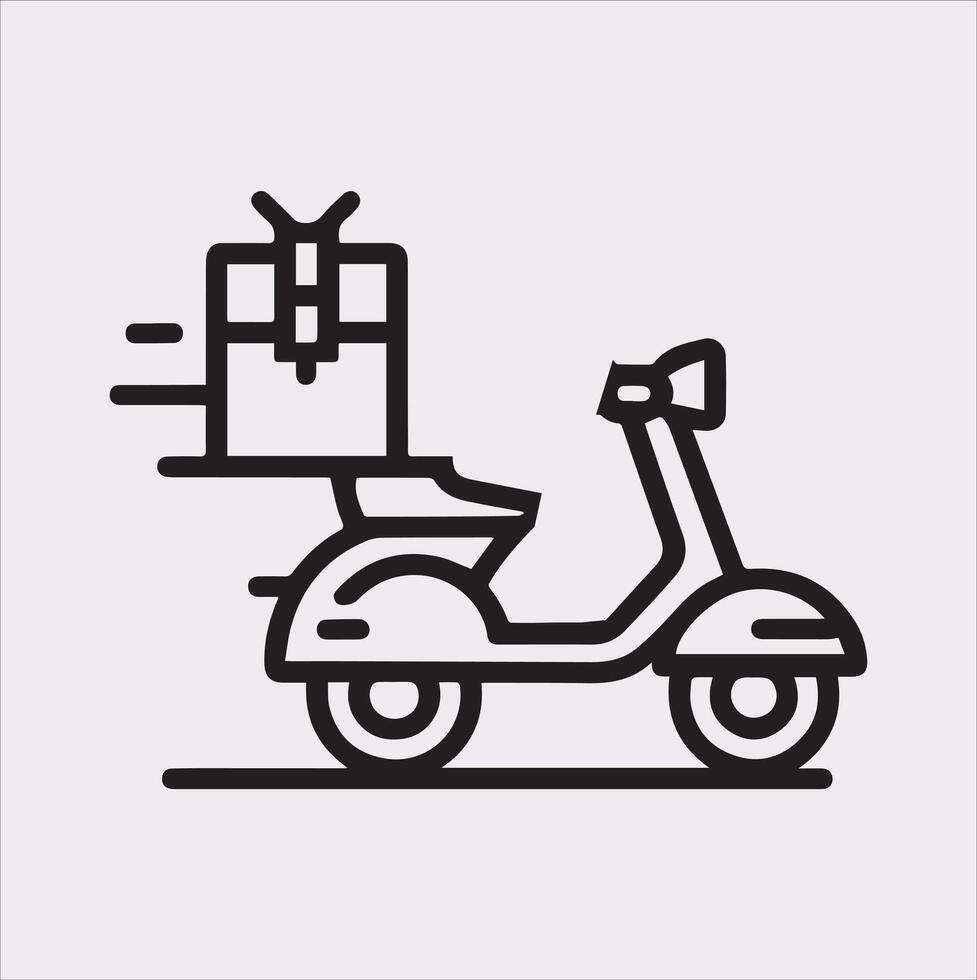 Scooter motor Courier line Art silhouette on white background vector