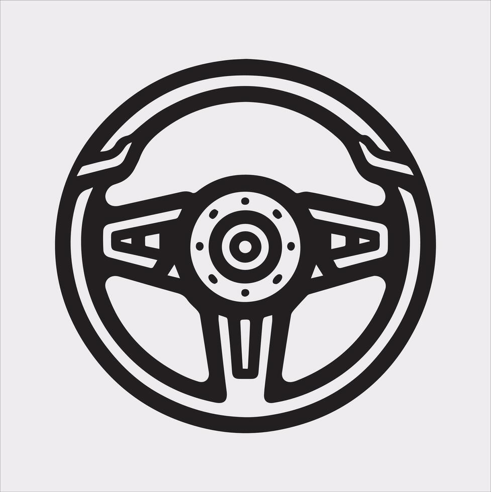 Steering wheel icon Car, auto silhouette on white background vector