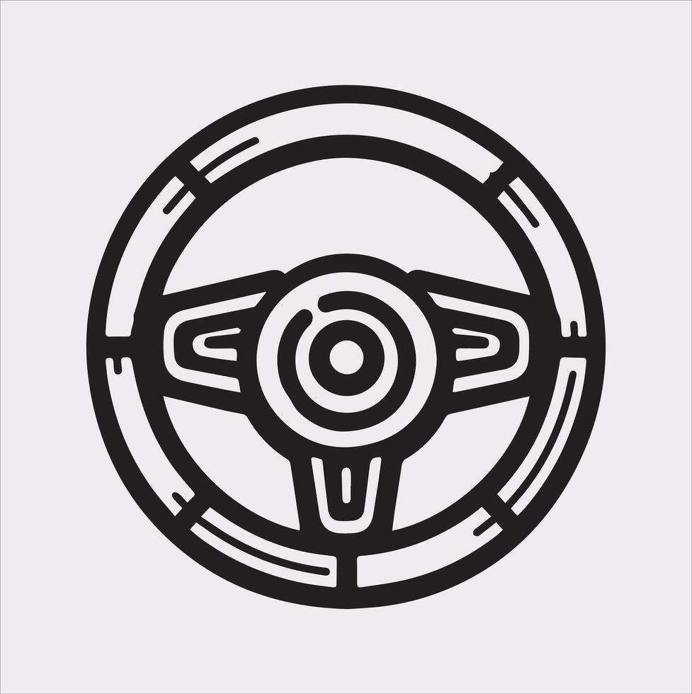 Steering wheel icon Car, auto silhouette on white background vector