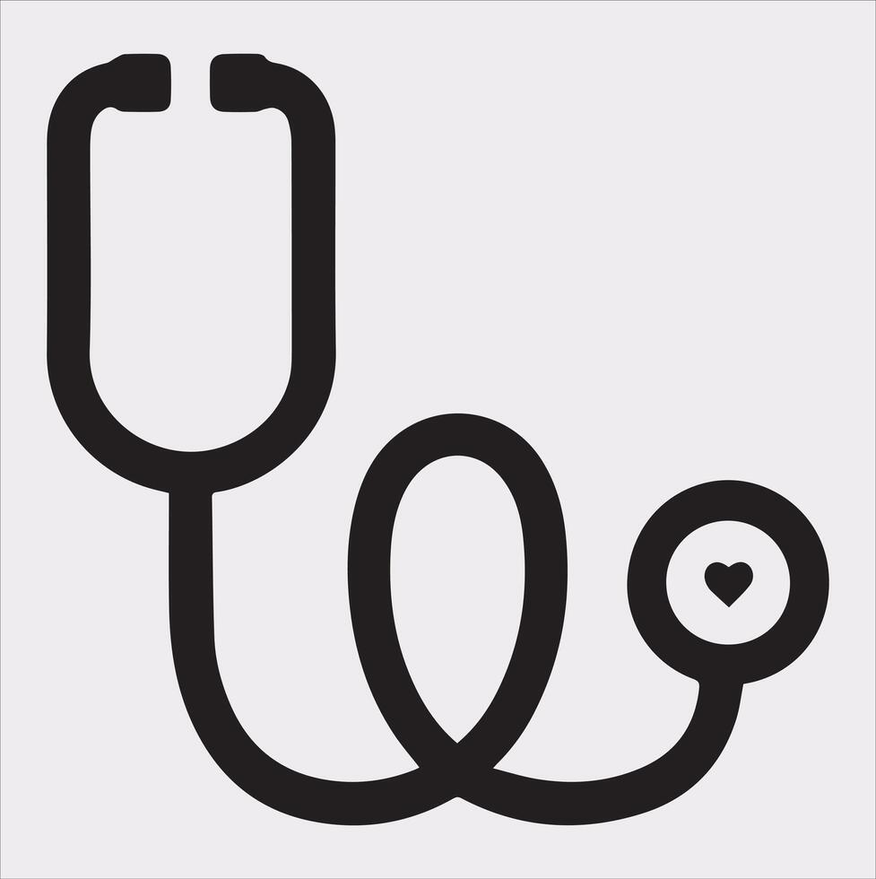 Stethoscope symbol health logo silhouette on white background vector