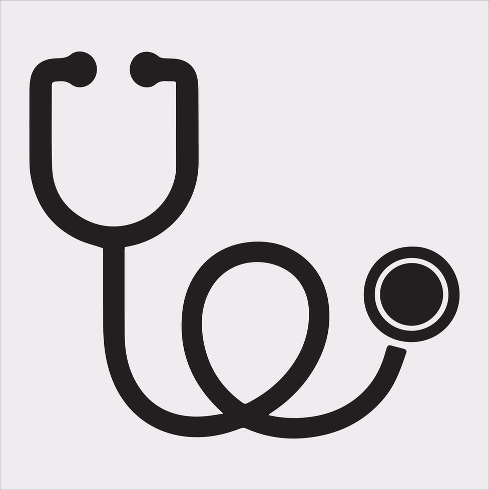 Stethoscope symbol health logo silhouette on white background vector