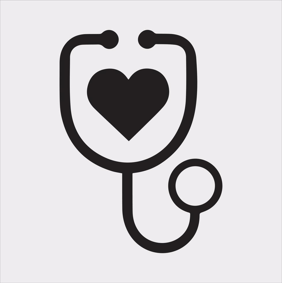 Stethoscope symbol health logo silhouette on white background vector