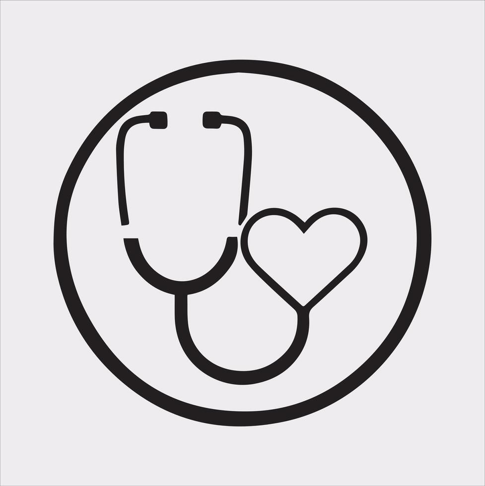 Stethoscope symbol health logo silhouette on white background vector