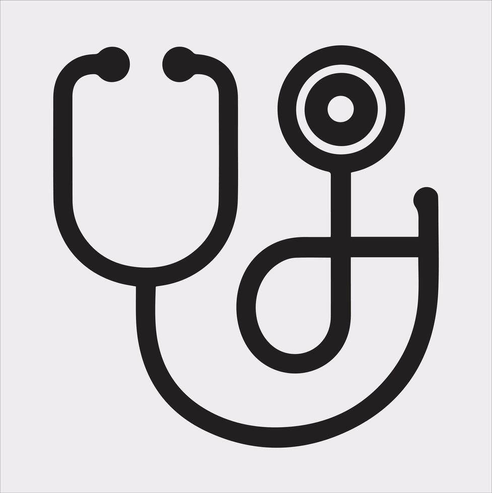 Stethoscope symbol health logo silhouette on white background vector