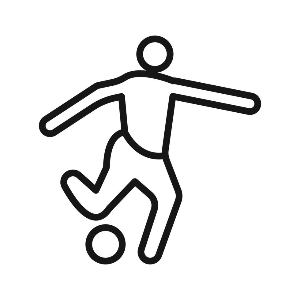 Soccer player with ball icon Black line art logo vector