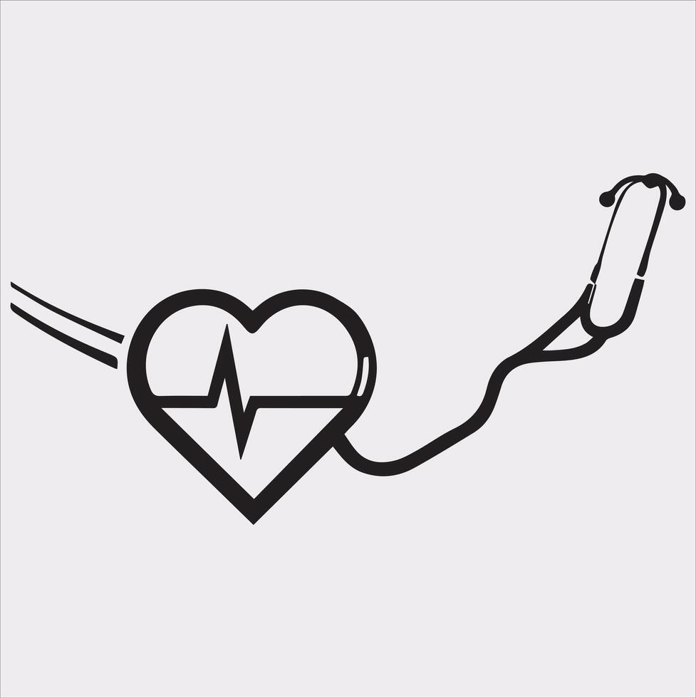 Stethoscope symbol health logo silhouette on white background vector