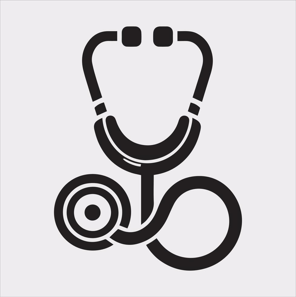 Stethoscope symbol health logo silhouette on white background vector