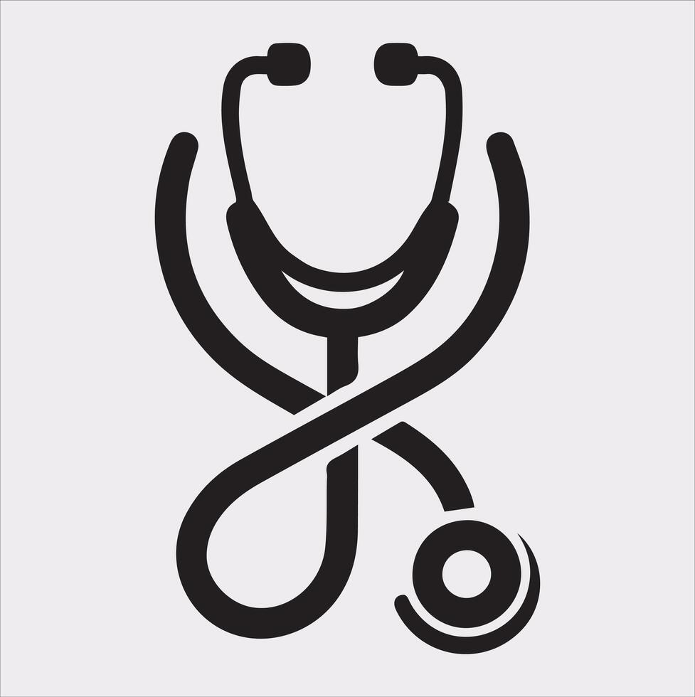 Stethoscope symbol health logo silhouette on white background vector