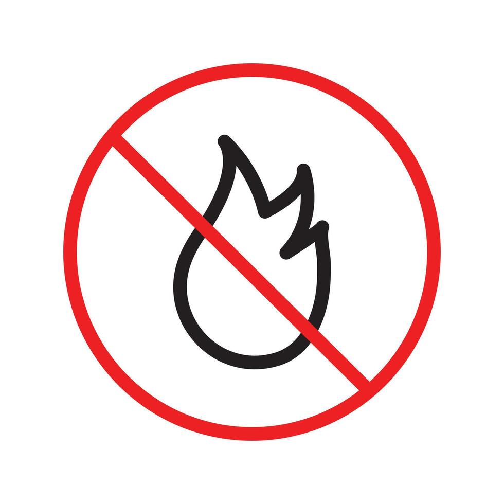 No fire icon Black line art logo vector