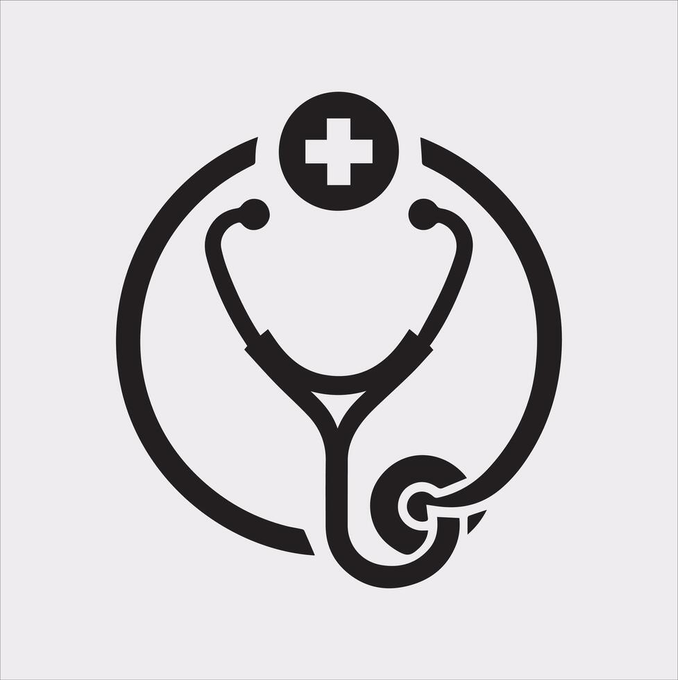 Stethoscope symbol health logo silhouette on white background vector