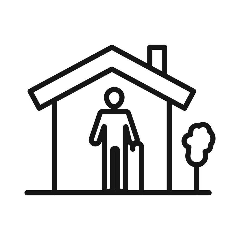 Retirement home icon Black line art logo vector
