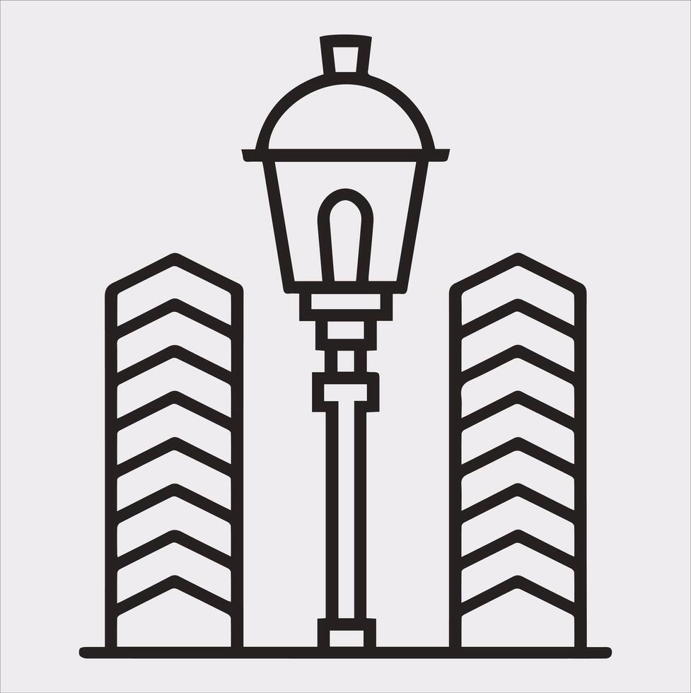 Street Lamp Thin line silhouette on white background vector
