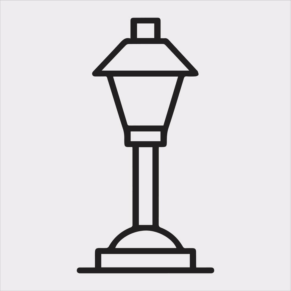 Street Lamp Thin line silhouette on white background vector