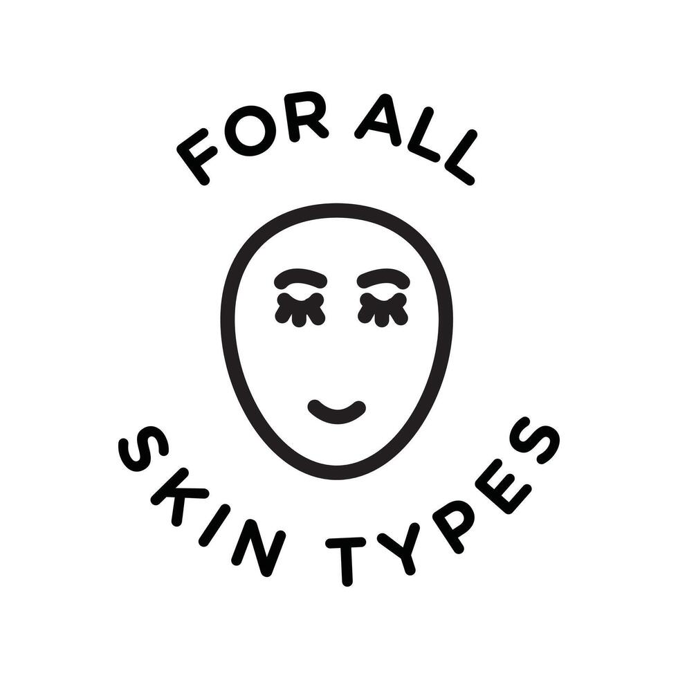 for all skin types icon Black line art logo vector