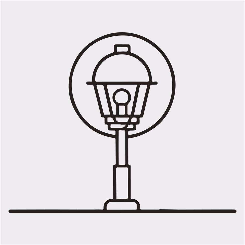 Street Lamp Thin line silhouette on white background vector