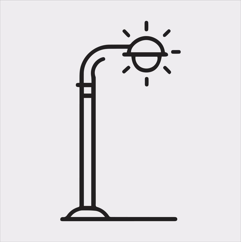 Street Lamp Thin line silhouette on white background vector