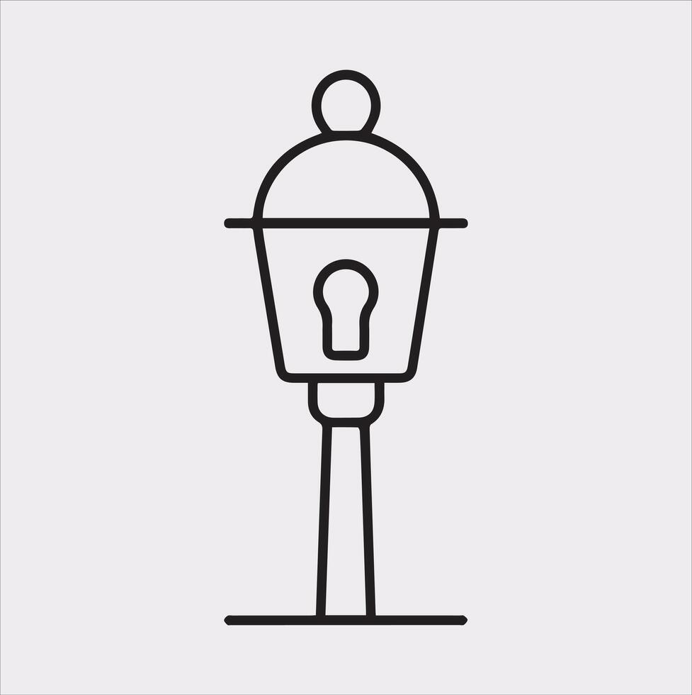Street Lamp Thin line silhouette on white background vector