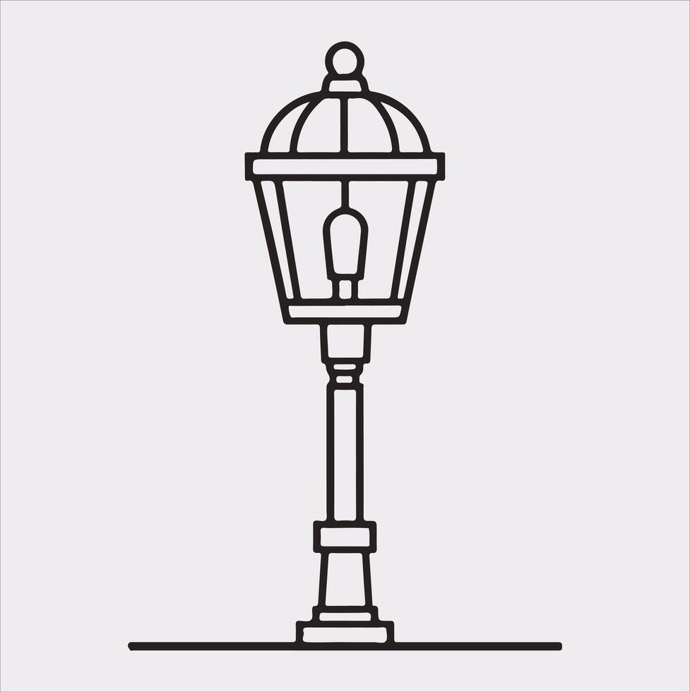 Street Lamp Thin line silhouette on white background vector