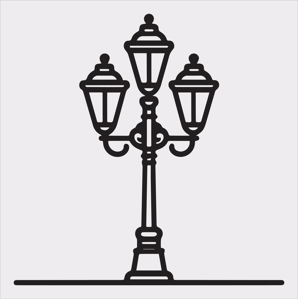 Street Lamp Thin line silhouette on white background vector