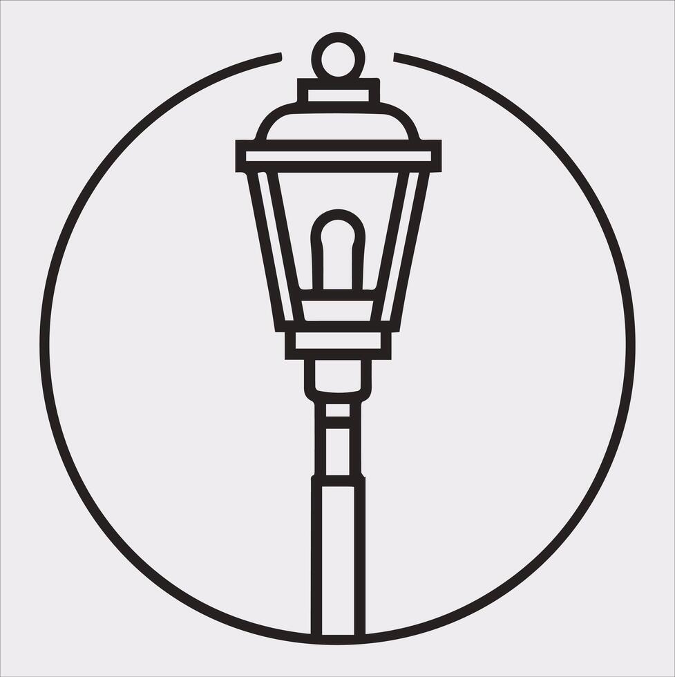 Street Lamp Thin line silhouette on white background vector