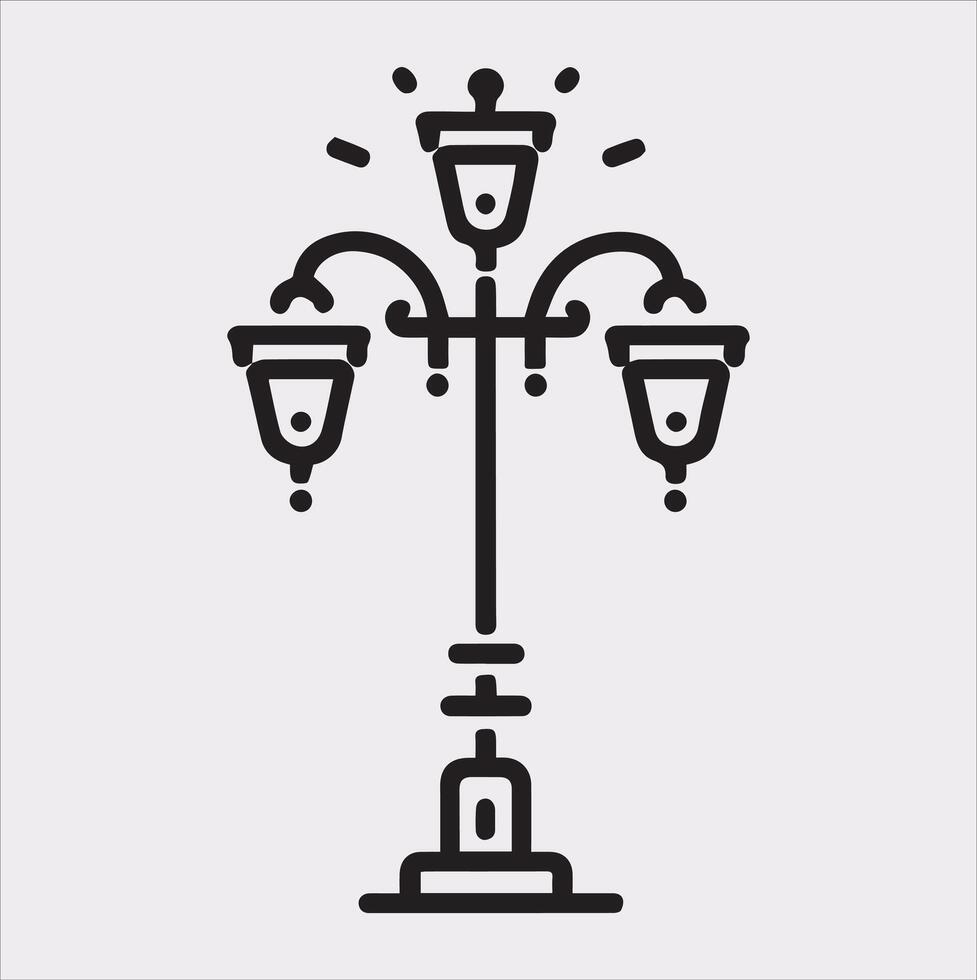 Street Lamp Thin line silhouette on white background vector