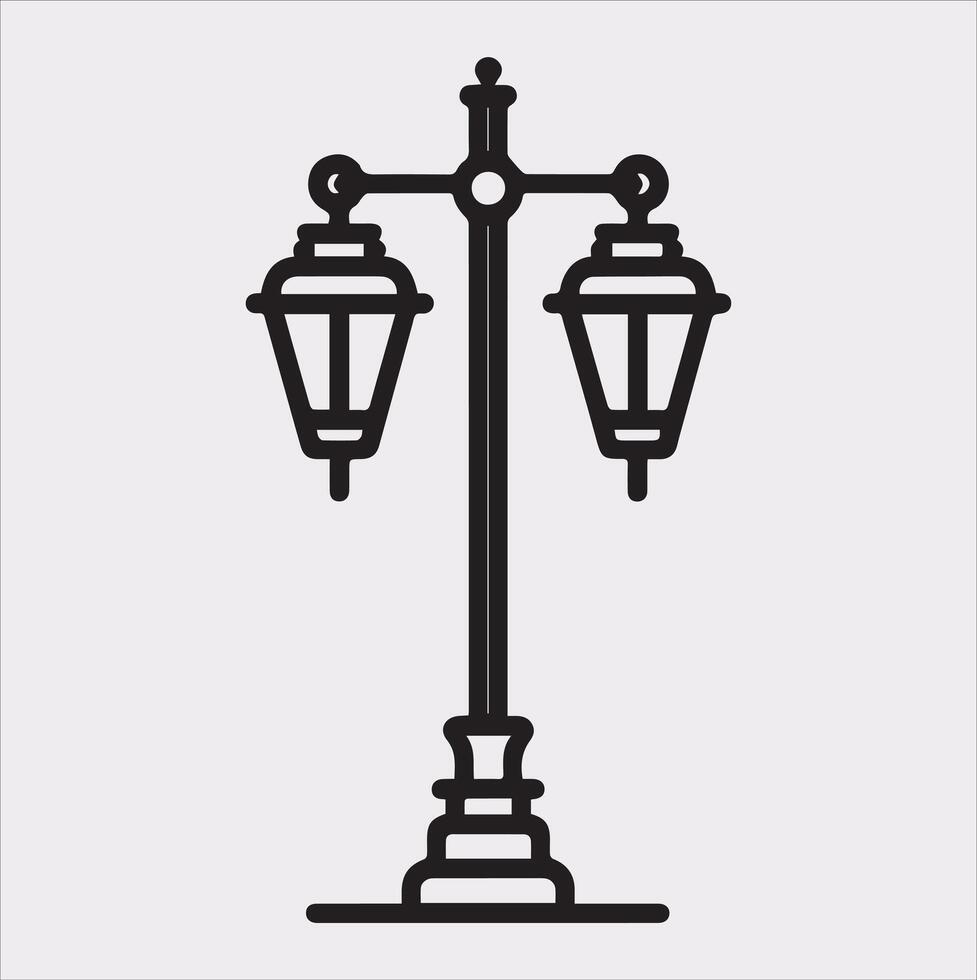 Street Lamp Thin line silhouette on white background vector