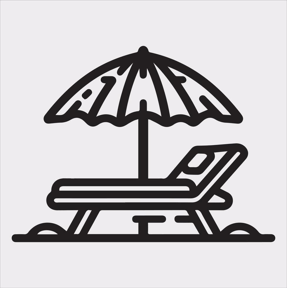 Sunbed icon Thin linear sunbed silhouette on white background vector