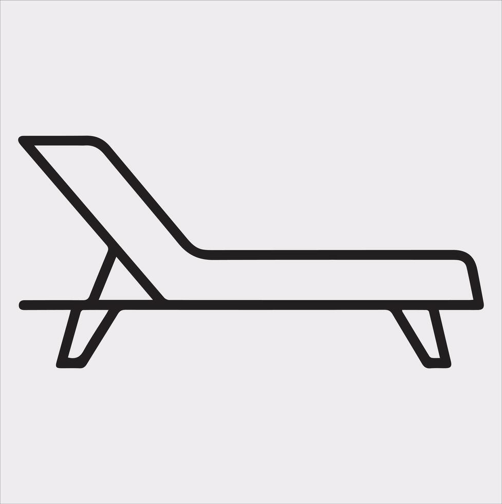 Sunbed icon Thin linear sunbed silhouette on white background vector