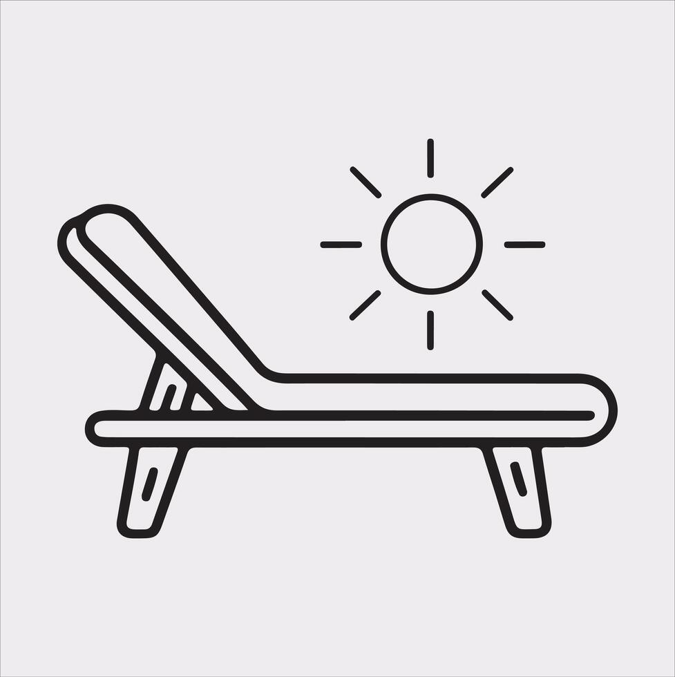Sunbed icon Thin linear sunbed silhouette on white background vector