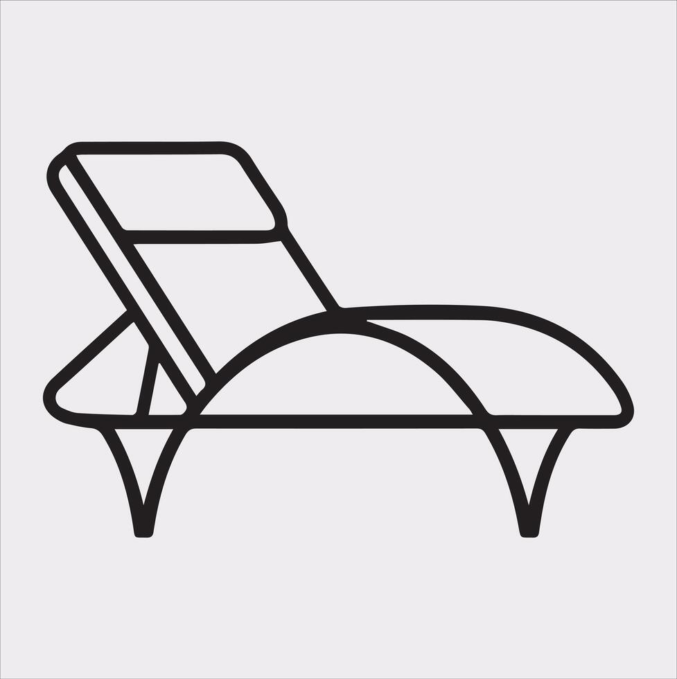 Sunbed icon Thin linear sunbed silhouette on white background vector