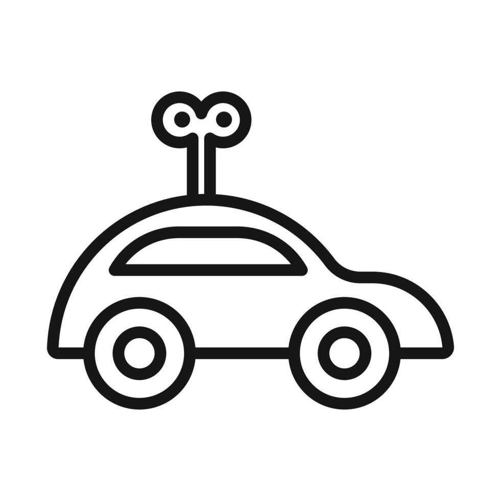 Clockwork car toy icon Black line art logo vector