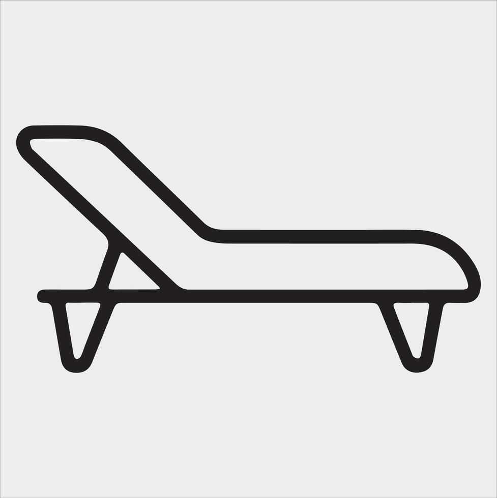 Sunbed icon Thin linear sunbed silhouette on white background vector