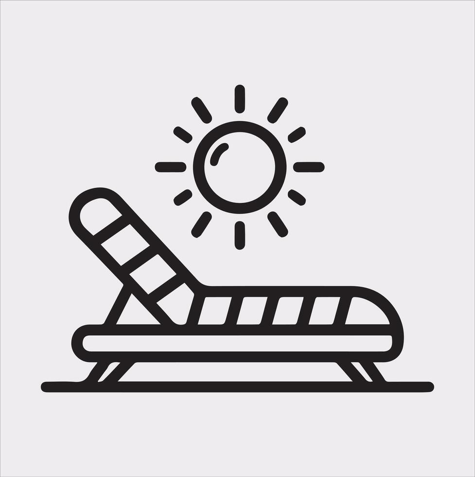 Sunbed icon Thin linear sunbed silhouette on white background vector