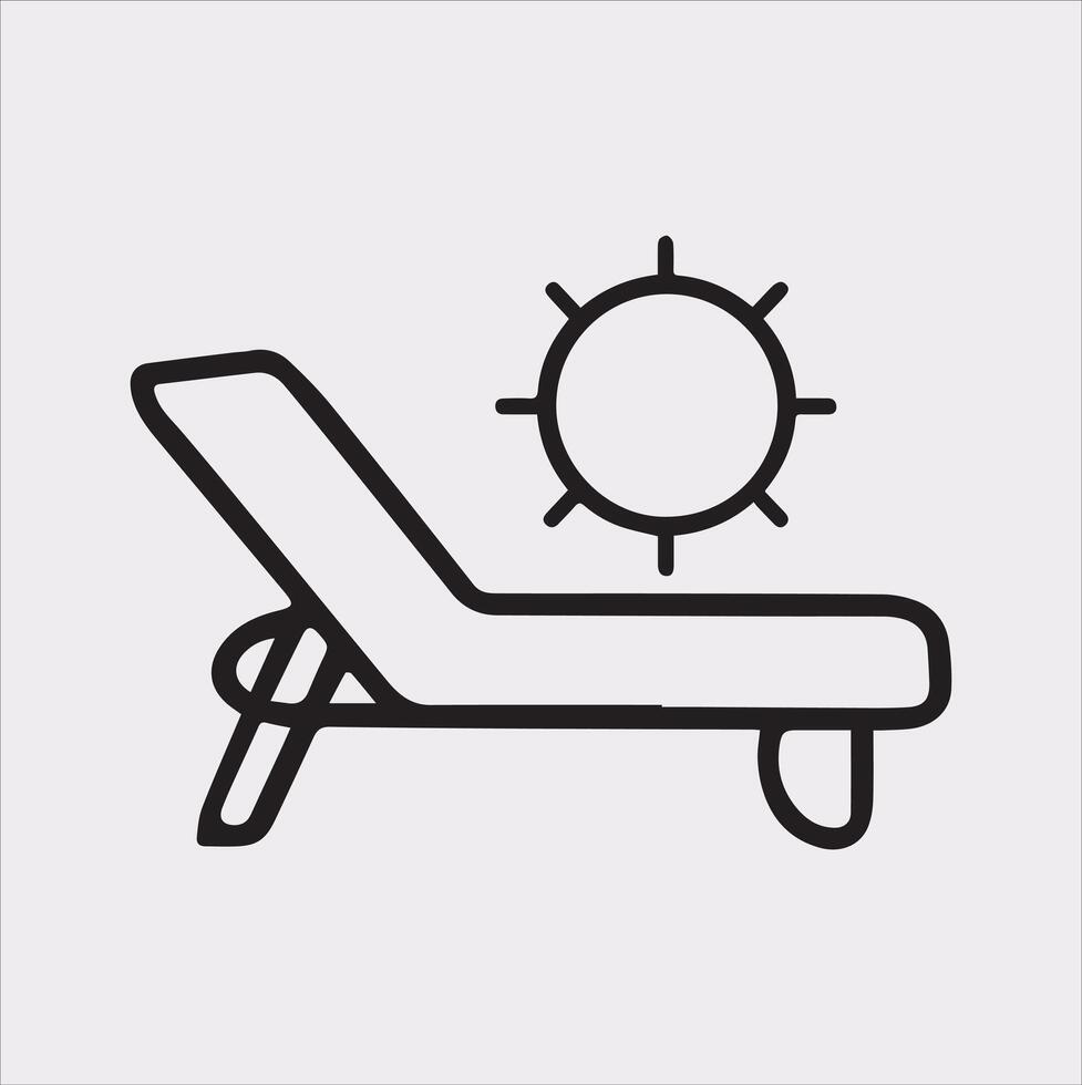 Sunbed icon Thin linear sunbed silhouette on white background vector