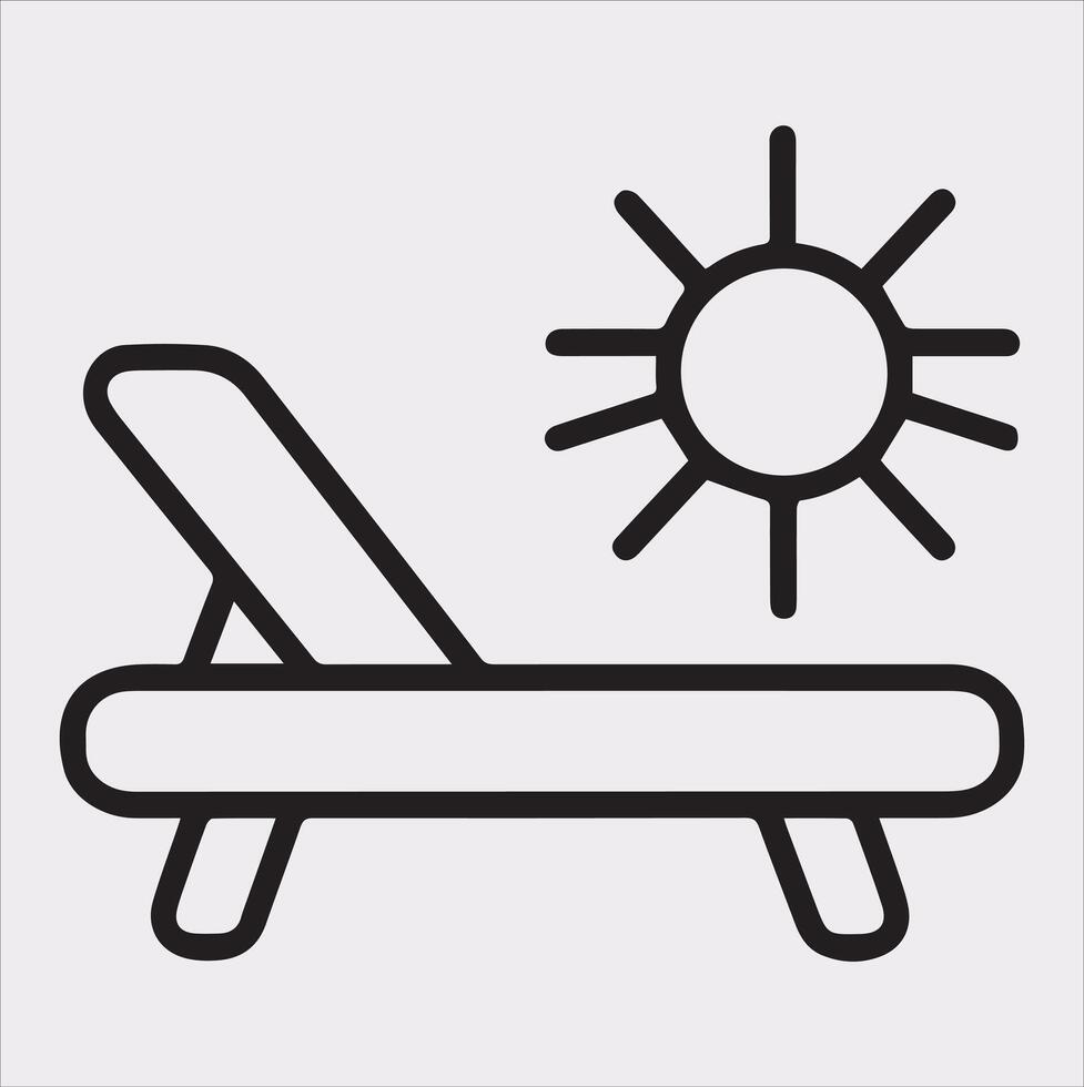 Sunbed icon Thin linear sunbed silhouette on white background vector