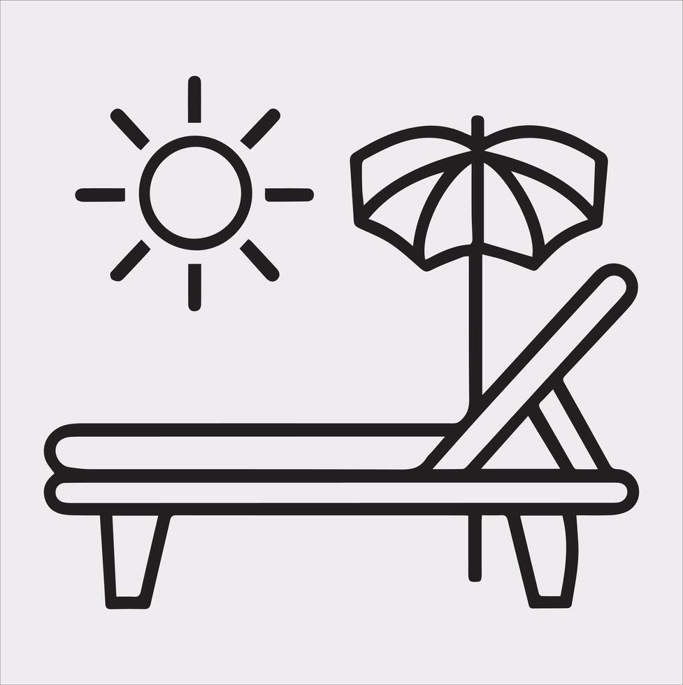 Sunbed icon Thin linear sunbed silhouette on white background vector