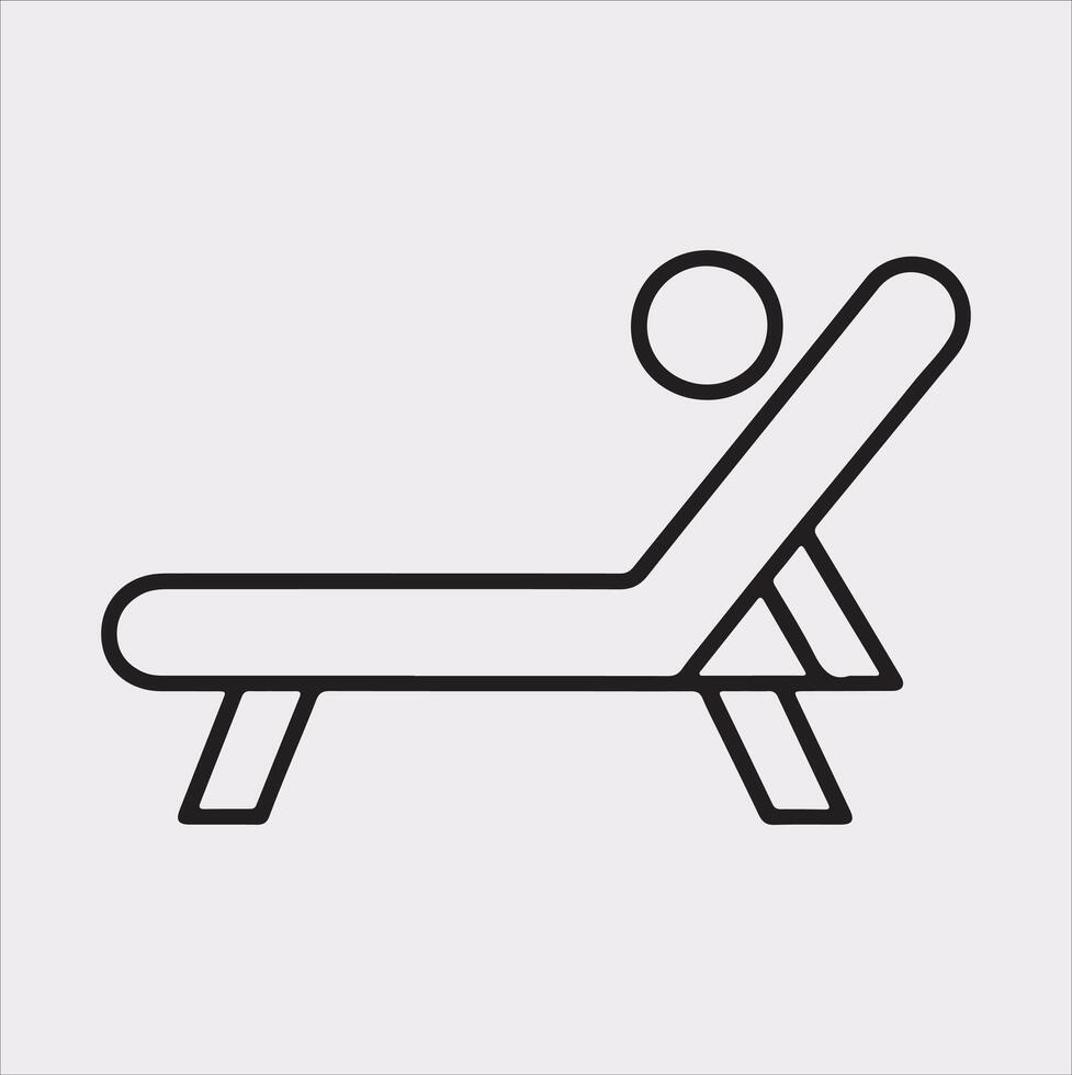 Sunbed icon Thin linear sunbed silhouette on white background vector