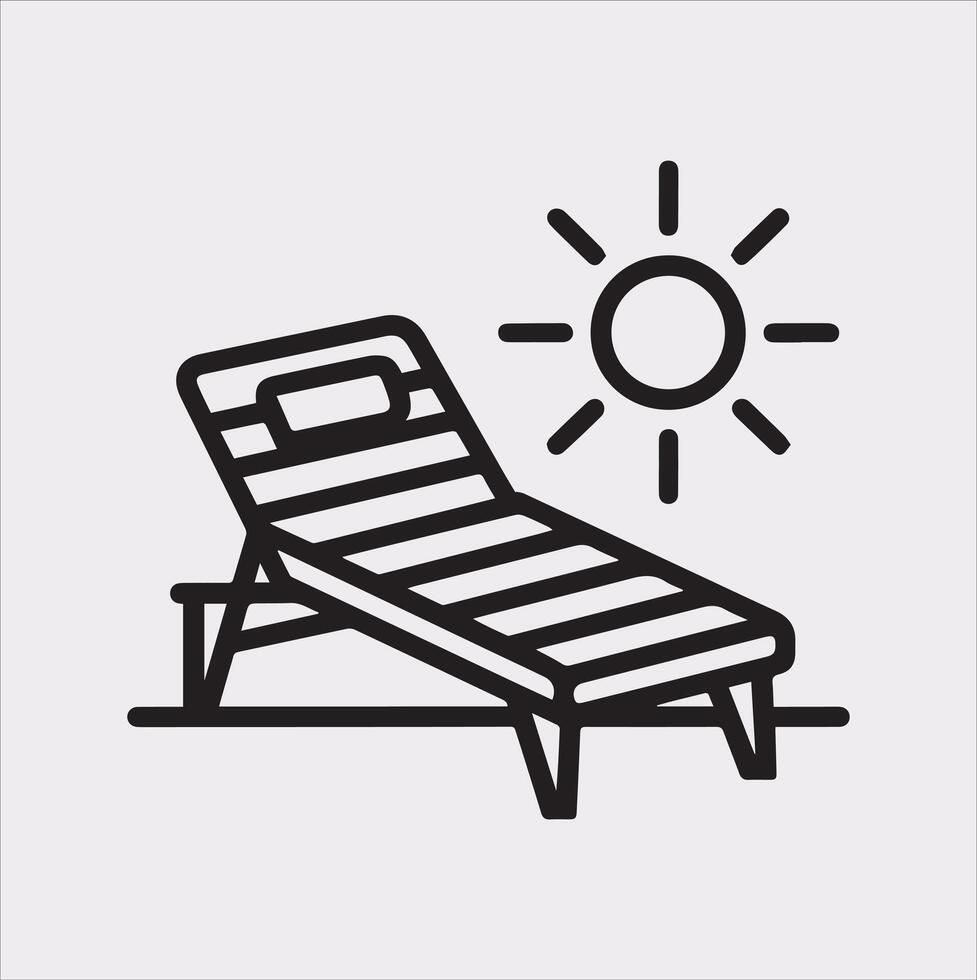 Sunbed icon Thin linear sunbed silhouette on white background vector