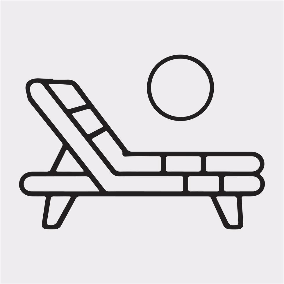 Sunbed icon Thin linear sunbed silhouette on white background vector