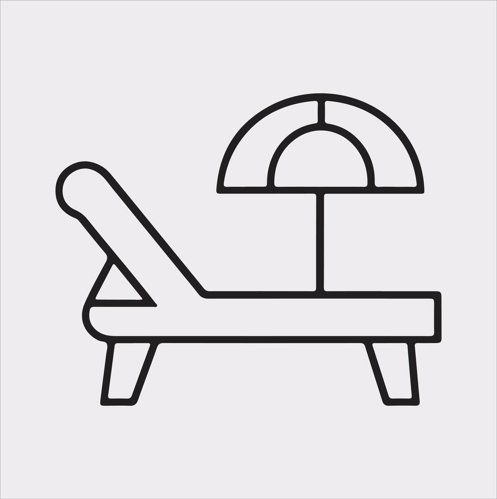 Sunbed icon Thin linear sunbed silhouette on white background vector