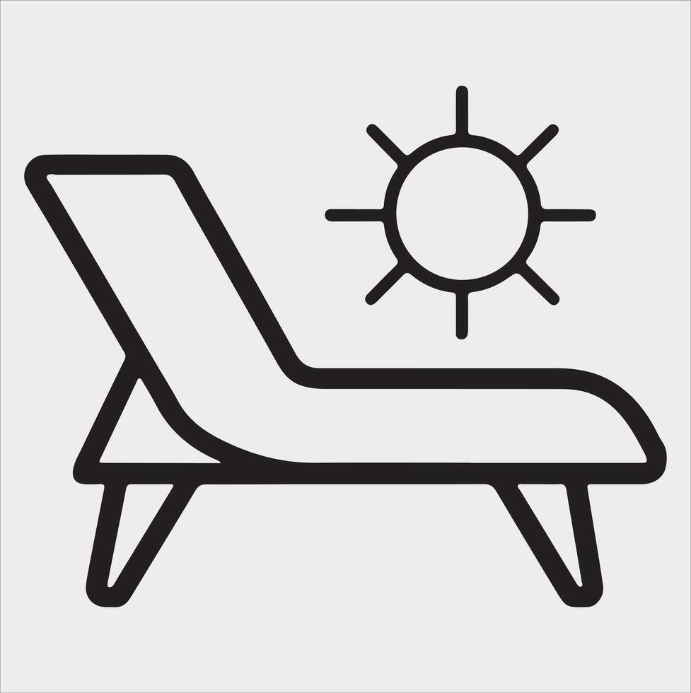 Sunbed icon Thin linear sunbed silhouette on white background vector