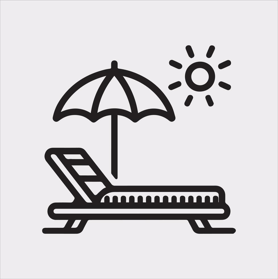 Sunbed icon Thin linear sunbed silhouette on white background vector