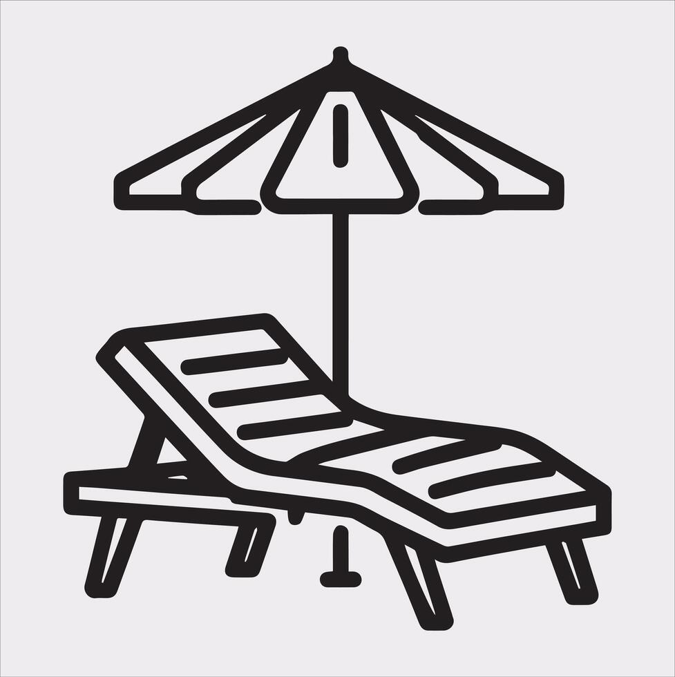 Sunbed icon Thin linear sunbed silhouette on white background vector